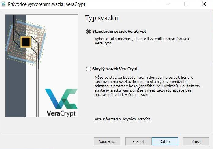 Průvodce vytvořením svazku VeraCrypt - typ svazku