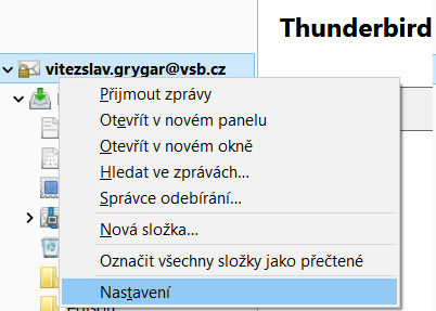 Nastavení účtu v Mozilla Thunderbird