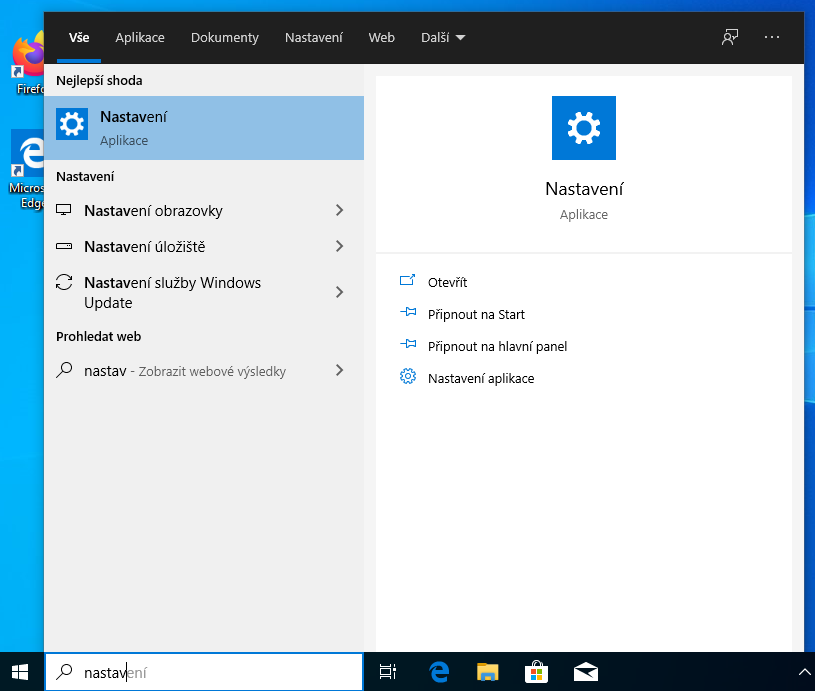 Vyhledávání aplikací ve Windows 10