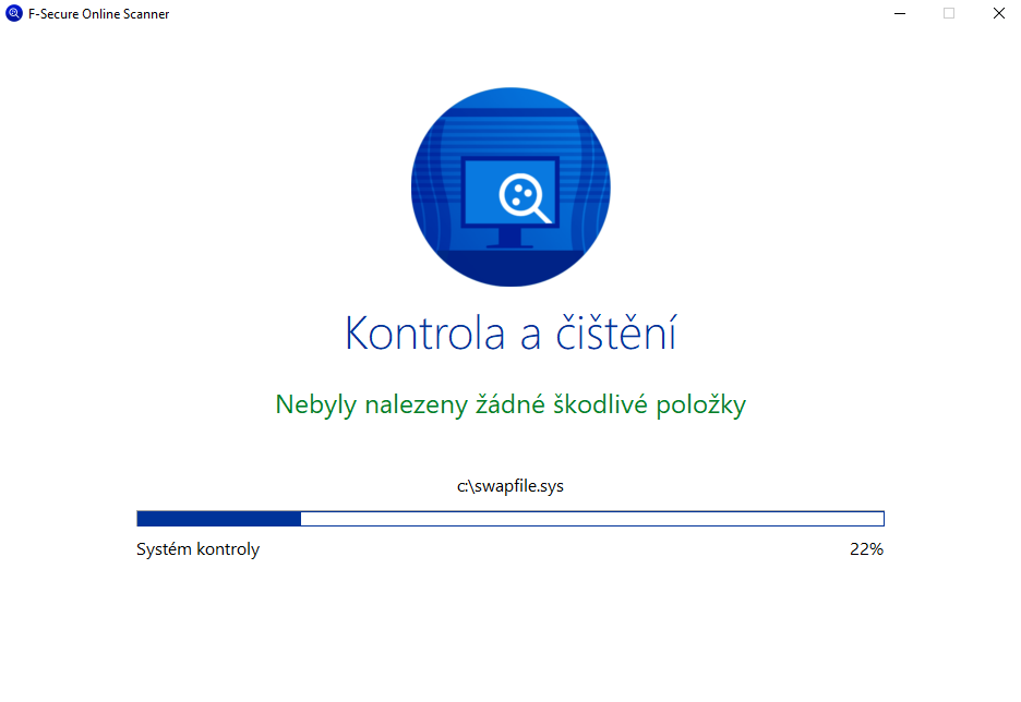 F-Secure Online Scanner - průběh scanu